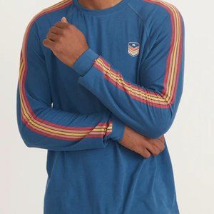 Marine Layer Sleeve Stripe Tee in Dark Blue - Size M